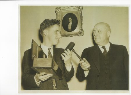 1941- Uncle Harley Oscar Stone and Sam Rayburn, Speaker of the House – Uncle Harrley made the gavel in Springfield Technical High School.