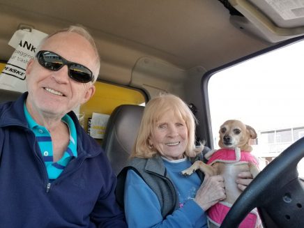 Tammy and mom ready to drive the truck while Richard & Michelle head south again.